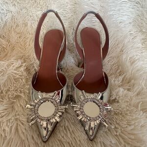 Amina Mauddi Begum Mirror Ornament Slingback Pumps Size 36